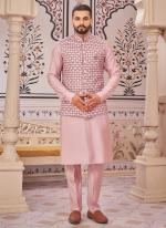 Art Silk  Onion Wedding Wear Printed Readymade Kurta Pajama With Jacket